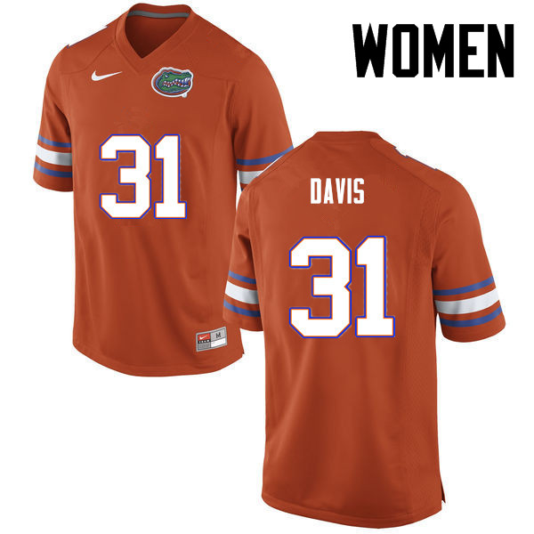 Women Florida Gators #31 Shawn Davis College Football Jerseys-Orange